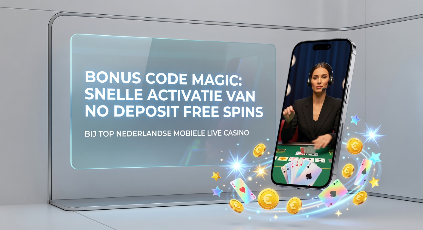 Live dealer aan een blackjack tafel op mobiel scherm met geactiveerde no deposit free spins en bonuscode overlay