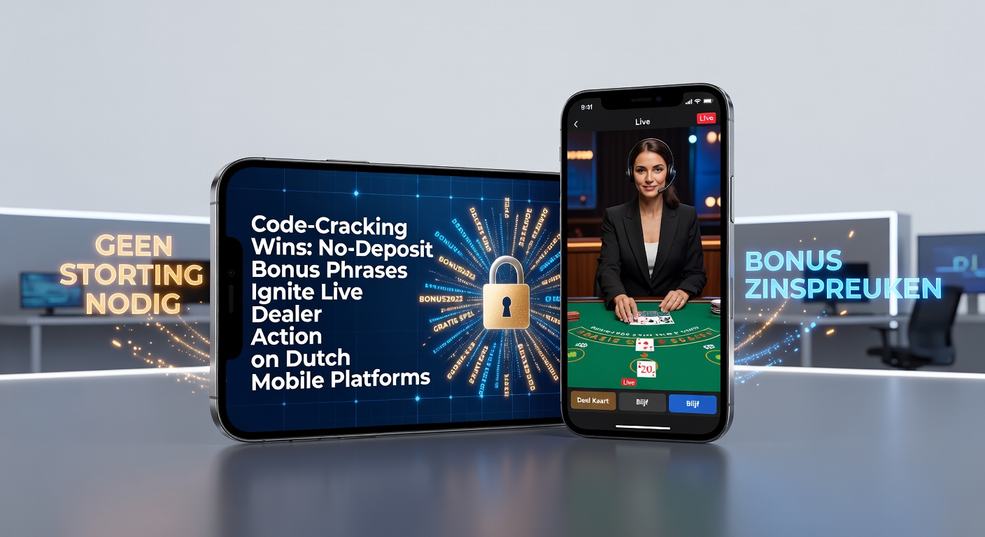 Mobiele scherm met live dealer roulette en een geactiveerde no-deposit bonuscode in een Nederlands online casino