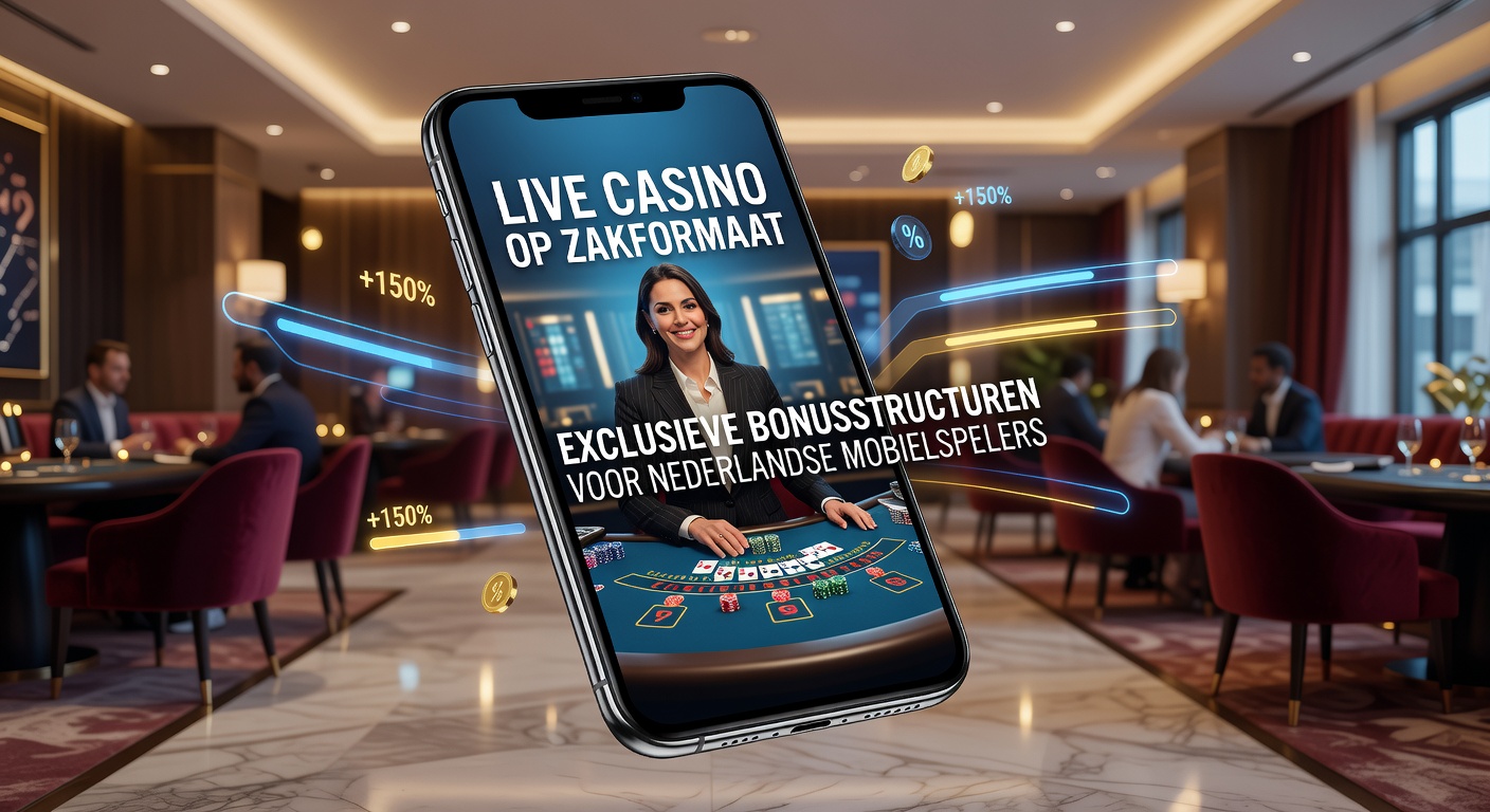 Smartphone met live casino app open, dealer aan tafel zichtbaar en bonusmelding op scherm