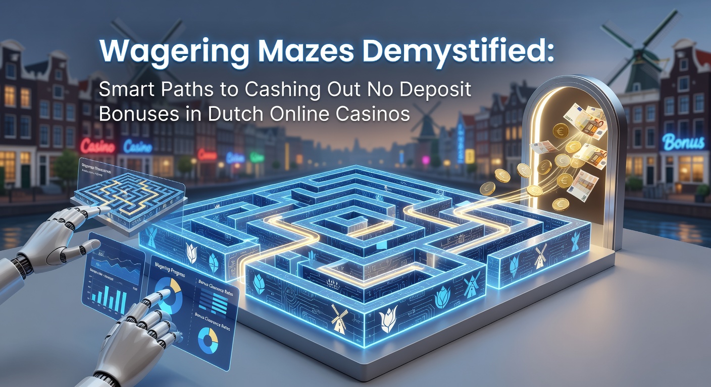 Grafische weergave van een doolhof met munten en bonuskaarten die leiden naar een uitgang met eurotekens, symboliserend slimme routes door wagering vereisten